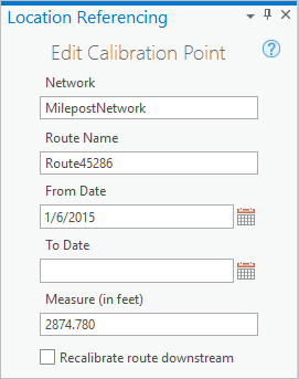 Edit Calibration Point pane