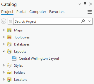 Catalog pane with the Layouts node expanded