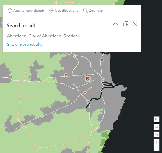 Map zoomed to Aberdeen