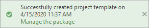 Success message with link to manage the package