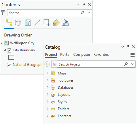 Catalog pane and Contents pane