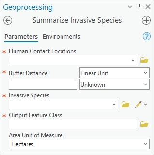 Summarize Invasive Species geoprocessing tool