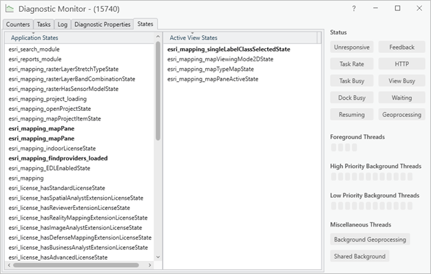 States tab in Diagnostic Monitor