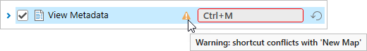 A shortcut conflict warning