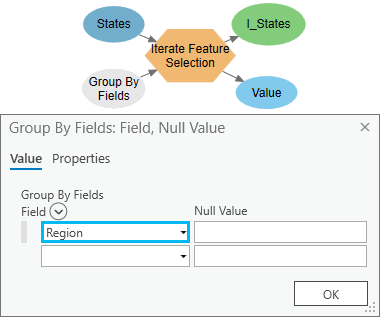 Iterate Feature Selection tool Group by Fields setting