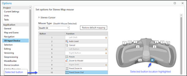 Assign functions to the stereo mouse