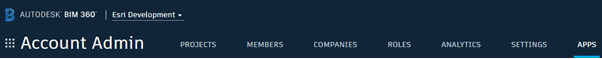Autodesk BIM 360 Account Admin settings option user interface