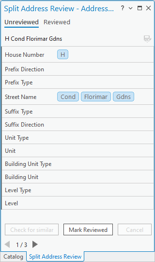 Split Address Review pane