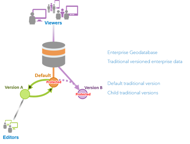 Using traditional versioned data supports editors and viewers by providing a read-only child version and an editable child version.