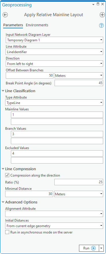 Apply Relative Mainline Layout parameters.