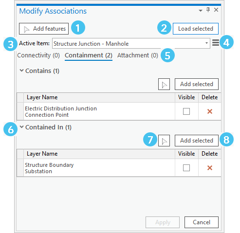 Elements of the Modify Associations pane