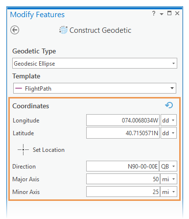 Construct geodetic ellipse