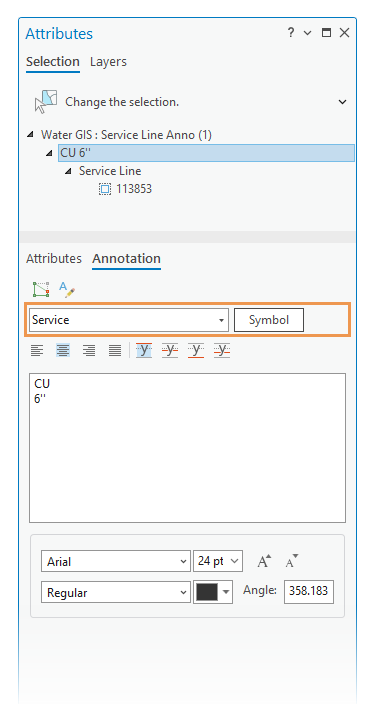 Attributes pane