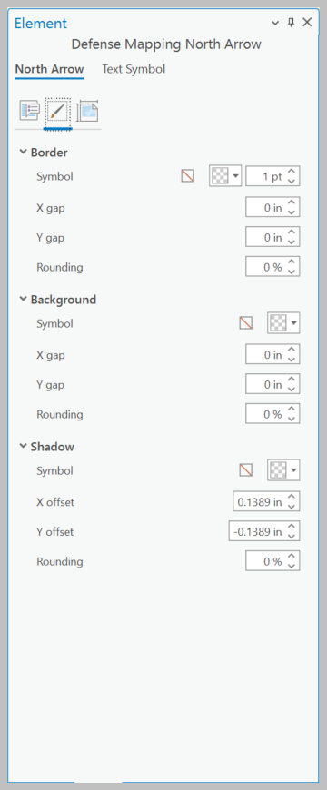 Element pane with Display tab active and border, background, and shadow sections expanded