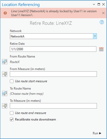 Retire Route pane, lock not acquired