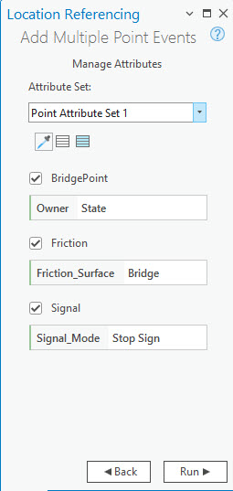 Add Point Event pane with Manage Attributes