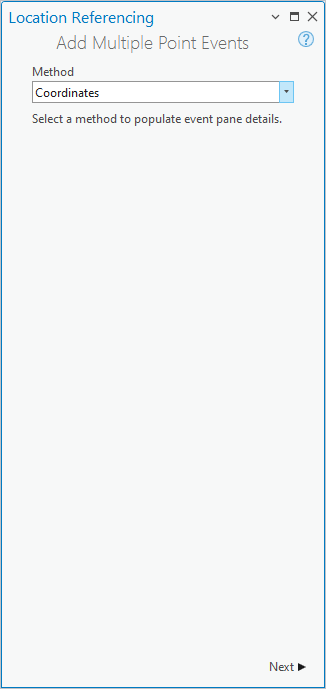 Add Multiple Point Events pane with Coordinates method