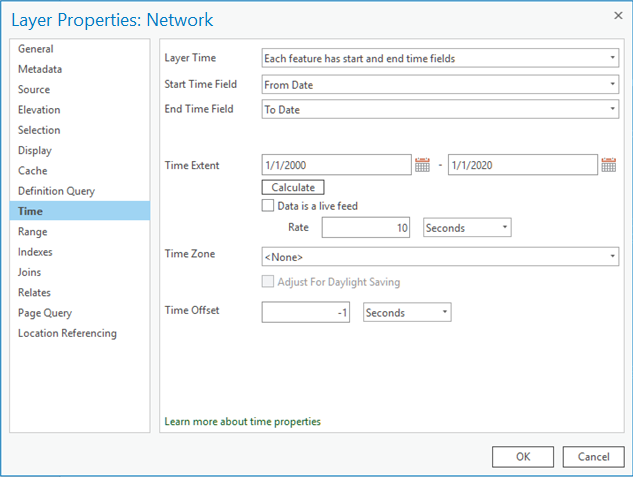 Time tab on the Layer Properties dialog box