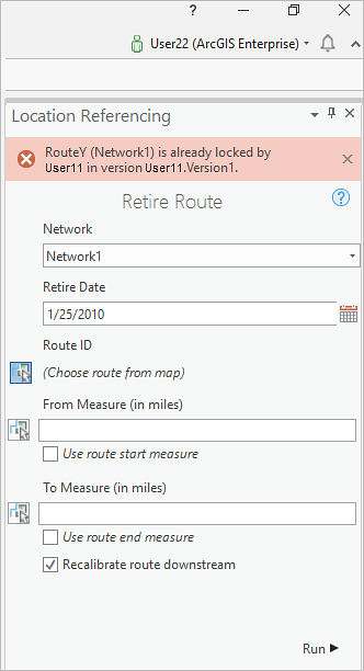 Retire Route pane, lock not acquired