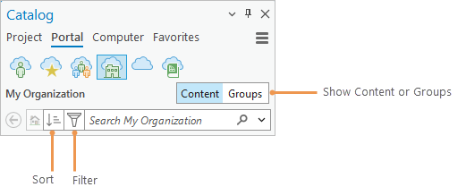 Portal tab in the Catalog pane