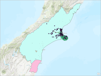 Map with layers representing the datasets