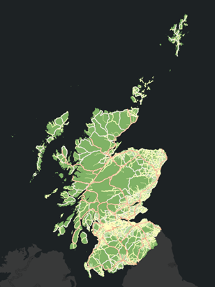 Map showing roads with symbology changes applied