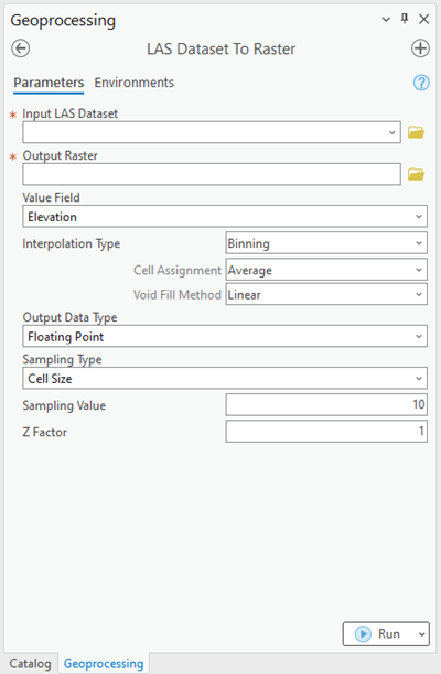 LAS Dataset To Raster geoprocessing tool