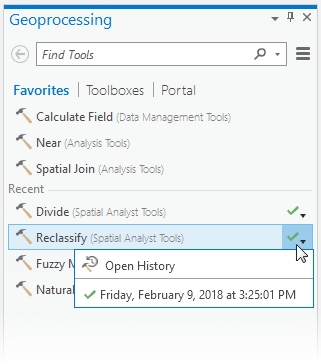 Recent geoprocessing tools