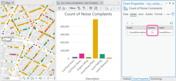 The Symbol color patch in the Chart Properties pane