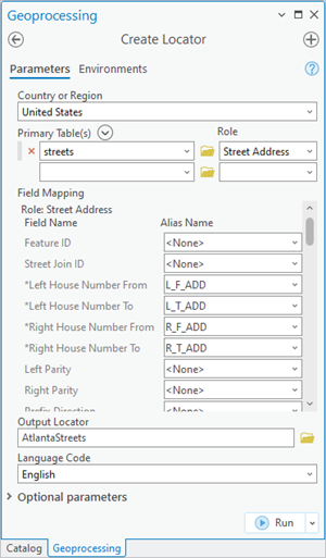 Create Locator tool pane