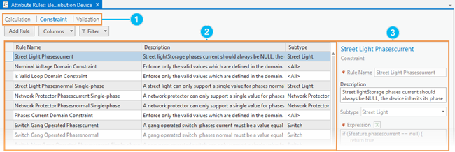 Attribute Rules view