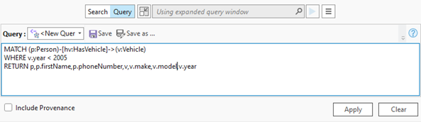 A query can span several lines when using the multiline query text box.