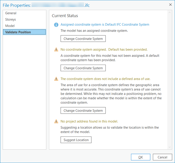 Validate Position tab in the File Properties pane