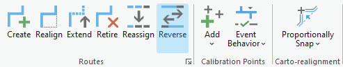 Reverse tool highlighted in the Routes group