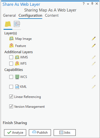 Configuration tab with Linear Referencing and Version Management checked