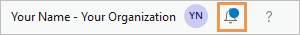 Notifications button with a blue dot indicating a new notification