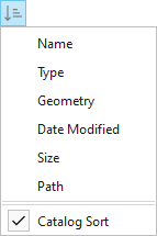 Drop-down list of sort options