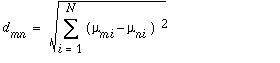 Distance between means formula