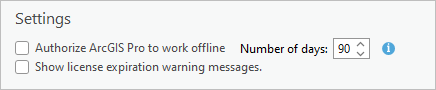 Settings for offline license use