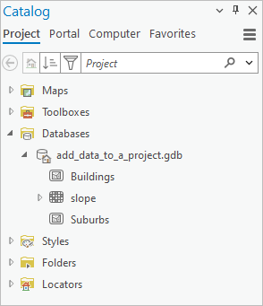 Catalog pane with Databases folder expanded