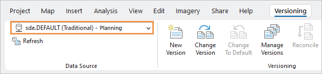 Versioning tab on the ribbon