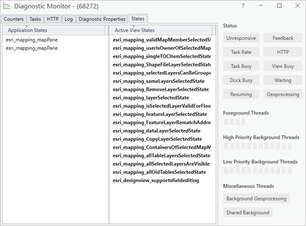 States tab in Diagnostic Monitor