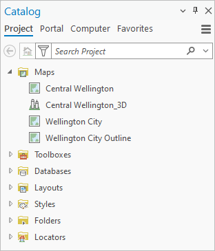 Contents pane with Maps container expanded