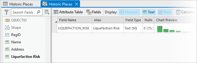 Data Engineering view of the Historic Places attribute table