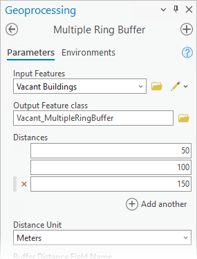 Distances parameter of Multiple Ring Buffer tool