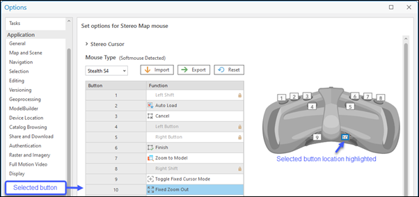 Assign functions to the stereo mouse