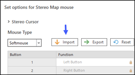 Import Stealth mouse settings dialog