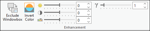 Window Box, brightness, contrast, and invert color controls