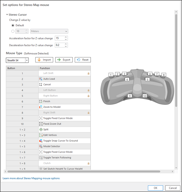 Stereo mouse configuration options