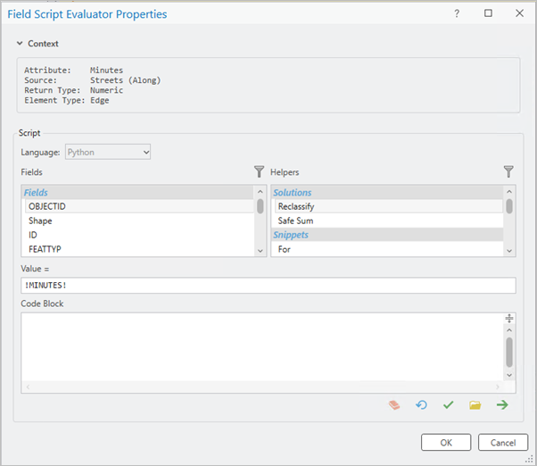 Field Script Evaluator dialog box